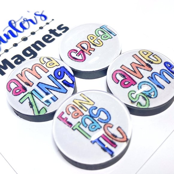 Set of 4 Handcrafted "Amazing" Magnets - Refrigerator Kitchen Whiteboard - Picture 2 of 3